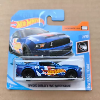 Buy Hot Wheels SHORT CARD 2019 HW RACE TEAM 10 FORD SHELBY GT500 SUPER SNAKE BLUE • 9.59£