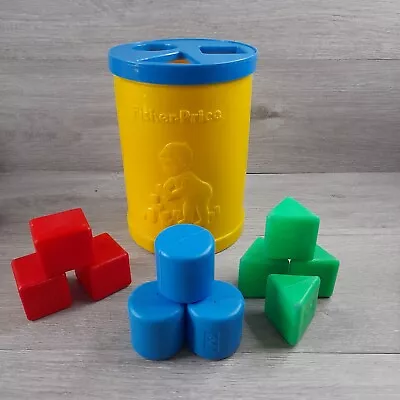 Buy Vintage 1977 Fisher Price Shape Sorter Yellow Container With Building Block Baby • 6.99£