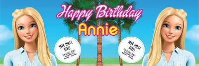 Buy 2 X Barbie Personalised PHOTO Birthday Banner - READ DESCRIPTION • 6.90£