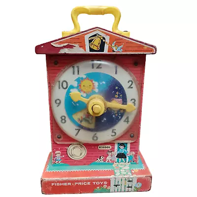 Buy Vintage Fisher-Price Teaching Clock Wind Up Music Box  1962-1968 Collectors Item • 4.99£
