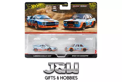 Buy Hot Wheels Premium Lancia Rally 037 & Fiat 131 Abarth Gulf Oil 2 Cars Pack 1/64 • 18.56£