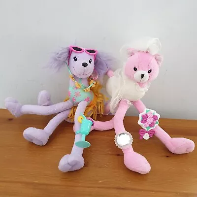 Buy 2 X Barbie POSE ME PETS Purple Puppy Dog & Pink Plush Poseable Bride Cat Mattel • 12.99£