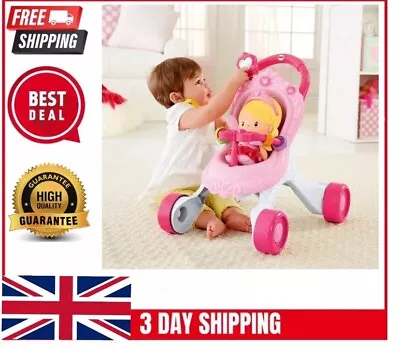 Buy Fisher Price Princess Stroll Along Musical Walker & Doll Stroller Baby Gift Set • 49.99£