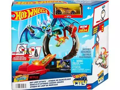 Buy  Hot Wheels Bat Loop Attack Let's Race City Toy Car Track Set  • 23£