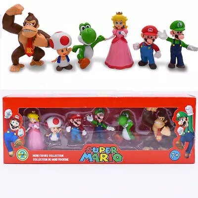 Buy 6pcs Super Mario Bros PVC Action Figure Dolls Toys Luigi Yoshi Model Kids Gifts • 9.99£