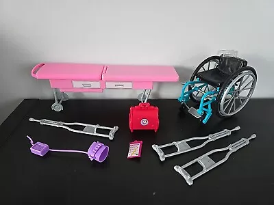 Buy Barbie Hospital Set - Stretcher/ Bed, Wheelchair, Cruches, Doctor Case Etc • 22.99£