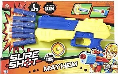 Buy Sure Shot Mayhem Gun Pump Foam 6 Darts Blaster Target Pistol Set Nerf Compatible • 5.95£