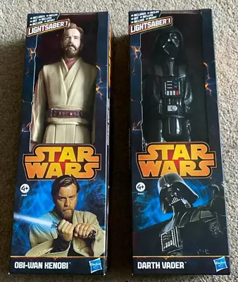 Buy BNISB Star Wars Darth Vader & Obi Wan Kenobi 12  Action Figure With Lightsaber • 28.99£