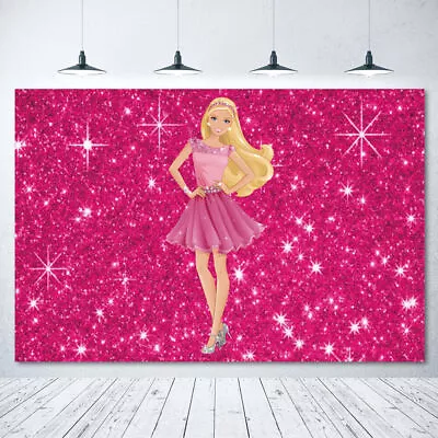 Buy Girls Barbie Backdrop Birthday Party Banner Studio Background Baby Shower Decor • 3.59£