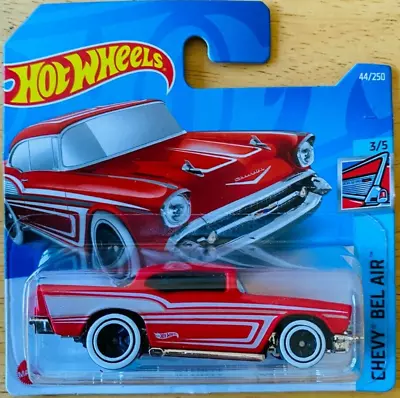 Buy Hot Wheels '57 Chevy In Red White Chevy Bel Air 3/5 Mint Short Card 144 • 4.99£