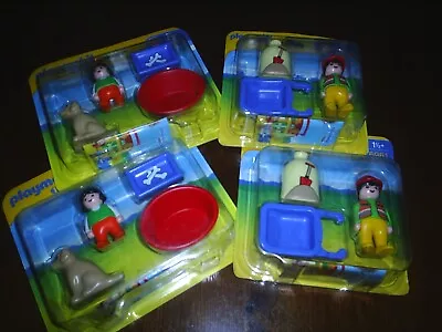 Buy Playmobil 123 Figures. 2 Child & Dog + 2 Construction Worker - Job Lot Bundle • 6£