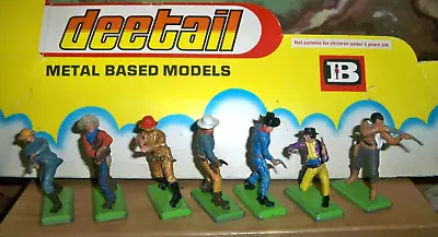 Buy 7 X Britains Deetail Wild West Cowboys On Foot With Weapons & Metal Green Bases • 15.75£