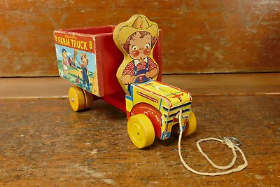 Buy Vintage 1954 Fisher Price Farm Truck Campbell Soup Kids (No. 845) Wood Pull Toy • 93.31£