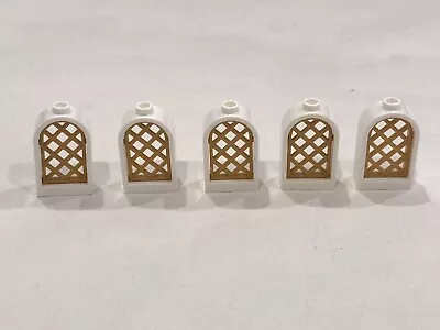 Buy 5 X Lego White Round Top Windows With Gold Lattice Insert P/N 30044 • 4.95£