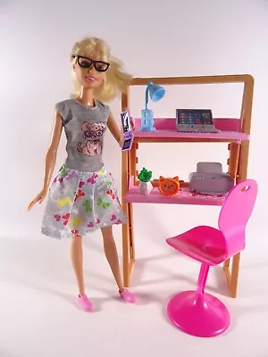 Buy Barbie Furniture Doll With Office Furniture + Laptop + Accessories As Pictured (14912) • 20.18£