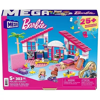 Buy MEGA Barbie Building Toy Kit Malibu Dream House With 2 Micro-Dolls (303 Pieces) • 19.99£