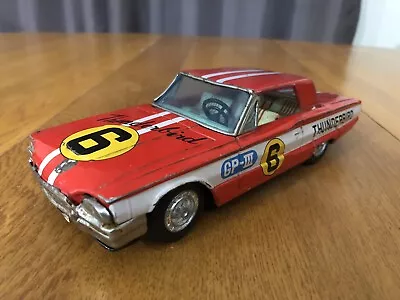 Buy Vintage Ford Thunderbird Tin Litho Bandai Friction Toy Race Car 6 Gp-iii Japan • 24.07£