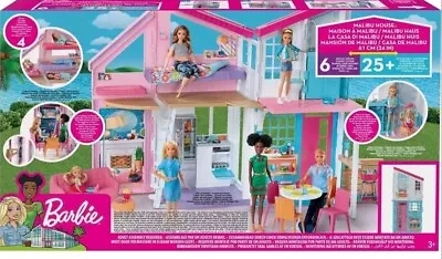 Buy Barbie Malibu House 2 Storey Barbie House With 6 Rooms 25+ Accessories 2in1  • 99.99£
