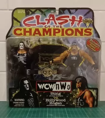 Buy Clash Of Champions Hogan Sting NWO WCW 1999 Toybiz Wrestling Figures WWE New • 60£