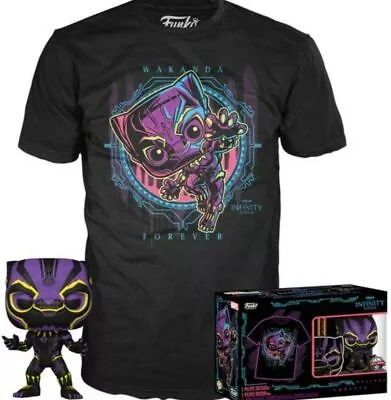 Buy Funko Pop! Marvel Black Panther + T-Shirt (Medium) Collector's Box Blacklight • 16£