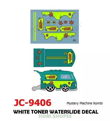 Buy JC-9406 White Toner Waterslide Decals # MYSTERY MACHINE KOMBI -1:64 Hot Wheels • 3.73£