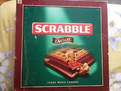 Buy Scrabble Deluxe Edition By Mattel Vintage 2000 Wooden Tiles & Turntable. • 29£