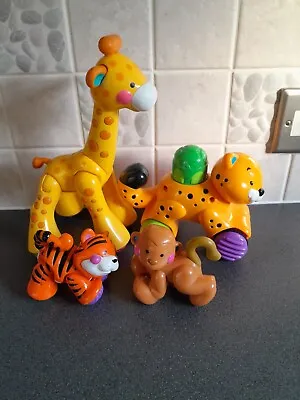 Buy Fisher Price Amazing Animals - Clean Push Down & Go Cheetah,Giraffe,Monkey,Tiger • 11.99£