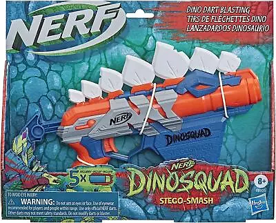 Buy NERF Dinosquad Stegosmash Dart Blaster With 4 Dart Storage Dinosaur Design • 23.99£