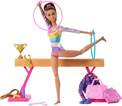Buy Barbie Gymnastics Doll & Accessories Playset With Brunette Fashion Doll • 57.99£