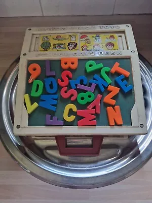 Buy Retro 1970`s Fisher Price Toys,school Days Desk Learning Toy With Letters + Card • 0.99£