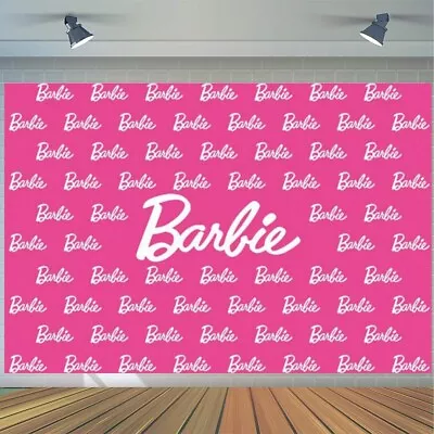 Buy Barbie Backdrop Happy Birthday Party Banner Home Studio Photo Decor Background • 15.59£