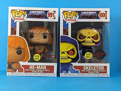 Buy He-Man & Skeletor Funko Pop Vinyl Figure Bundle GITD Glow In The Dark #991 #1000 • 34.99£