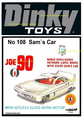 Buy Dinky Joe 90  Sam`s Car  Silver  A5 Shop Counter / Wall Display  New .   • 7.95£