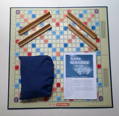 Buy SUPER SCRABBLE BOARD GAME: Giant Sized Board 200 Wood Tiles Edition (Tinderbox) • 32.50£