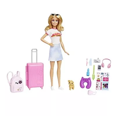 Buy Barbie Travel Doll With Dog And Holiday Accessories Set • 29.99£