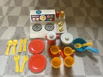 Buy Fisher Price Kitchen Sink & Cooker Vintage 1970s Toys With Cutlery Fun With Food • 10£