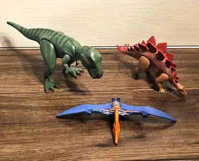 Buy Playmobil Dinosaur Figure Bundle Green Rex, Pterodactyl And Stegosaurus • 19.99£