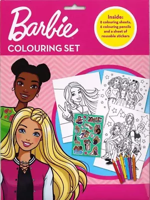 Buy Barbie Colouring Art Set Kids Crafting Stickers Activity 8 Pictures In Kit • 6.99£