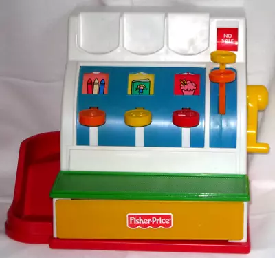 Buy Kids Fisher Price Till Cash Register Activity Role Play Shop Toy  1994 + 6 Coins • 24.95£