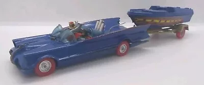 Buy Custom Classic Comic Look Vintage Corgi Batmobile & Batboat On Trailer Blue. • 65£