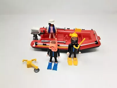 Buy Vintage 1999 Playmobil 3772 Scuba Divers With Inflateable Boat - Incomplete • 10£