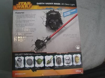 Buy Star Wars  Darth Vader  Mask,hand & Lightsaber  Fx  3d  Led Lights  Wall Mounted • 84.99£