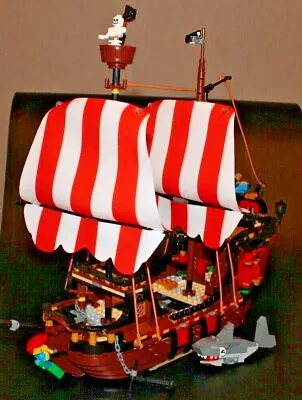 Buy Fabric Sail Set Compatible With 31109 Pirate Ship Pirate Tail Red White • 25.25£
