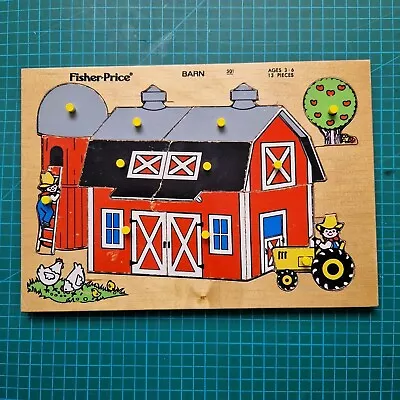 Buy Fisher Price Barn - Vintage 1970s Wooden Puzzle W/ 13 Removable Pieces  • 13.95£