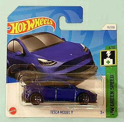 Buy HOT WHEELS GREEN SPEED #15 TESLA MODEL Y Blue MINT • 2.95£