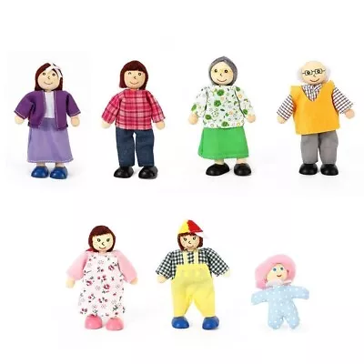 Buy SOKA 7 Pcs Wooden Happy Family Dolls Pretend Role Play Dollhouse Toy Set 3+ Gift • 11.69£