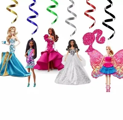 Buy Barbie Dolls Birthday Party Decoration Hanging Streamer Swirls Garland Banner • 4.79£