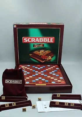 Buy  Scrabble Deluxe With Turntable Wooden Stones German Board Game Mattel  • 45.01£