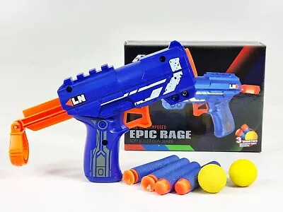 Buy Nerf Dart Gun Mini Pull Back Pump Action Pistol Cowboy Robber Toy Ball Firing UK • 9.99£