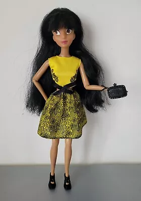 Buy Black Hair Barbie Doll - Yellow Dress Black Shoes & Bag * Please Read*  • 6.99£